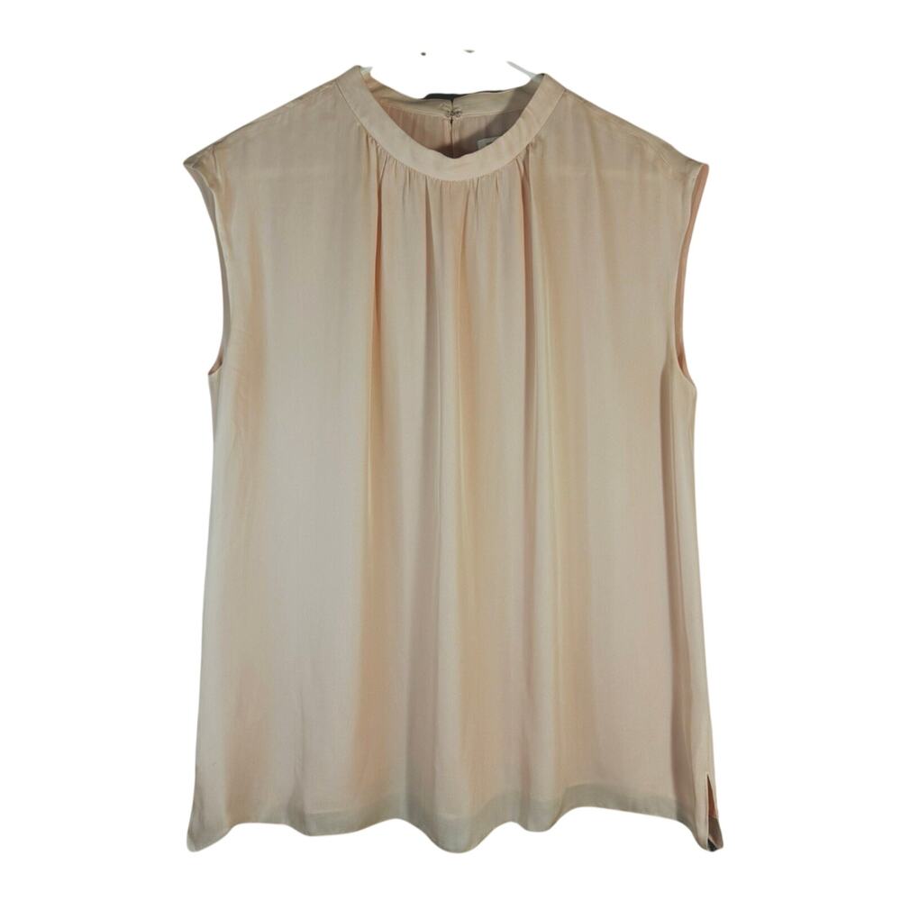 Nordstrom Large Soft Pink Silk Sleeveless Blouse Work Office Romance Tunic Shell